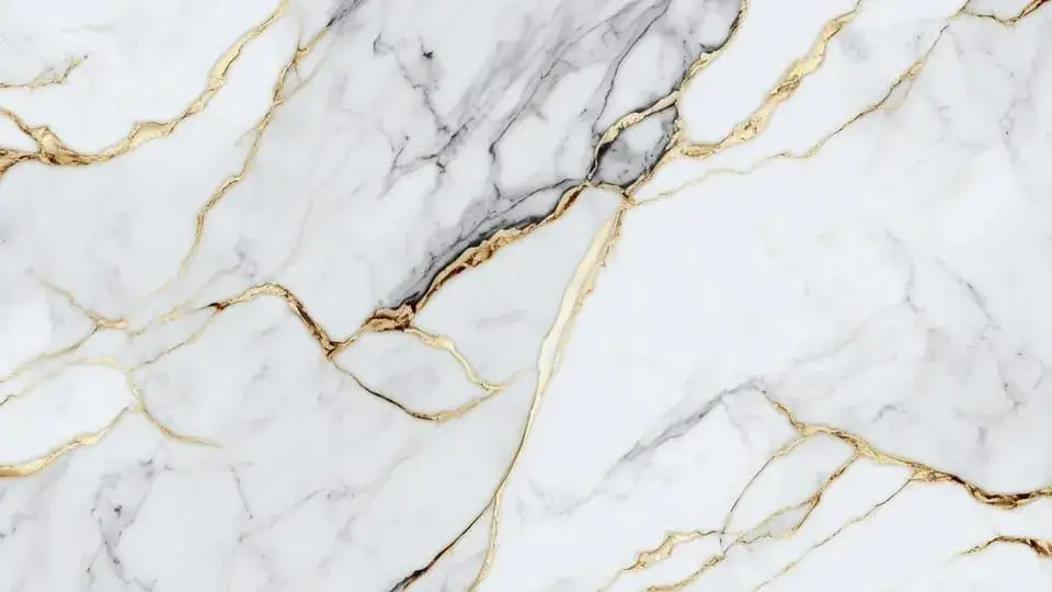 Texture of veined marble against dark wood